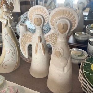 Vintage Mid-Century Modern David Steward Angel Candle & Match Holders Stoneware